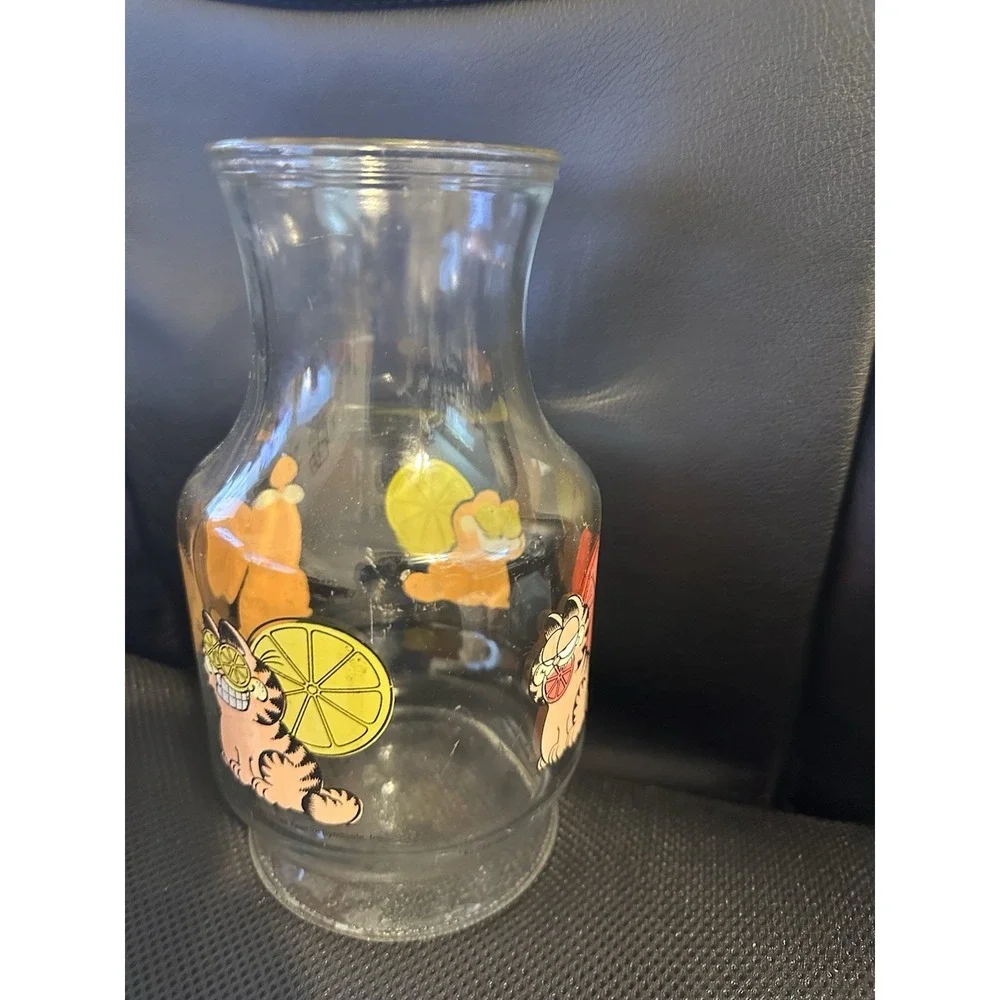 VTG  1978 Garfield Juice Lemonade Tea  Pitcher‎ Carafe Anchor Hocking 48oz.